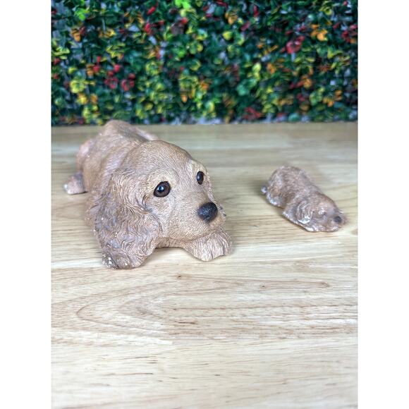 Sandra‎ Brue Sandicast Cocker Spaniel Dog + Puppy Sculptor Figurine Vintage 1983 - Picture 1 of 8